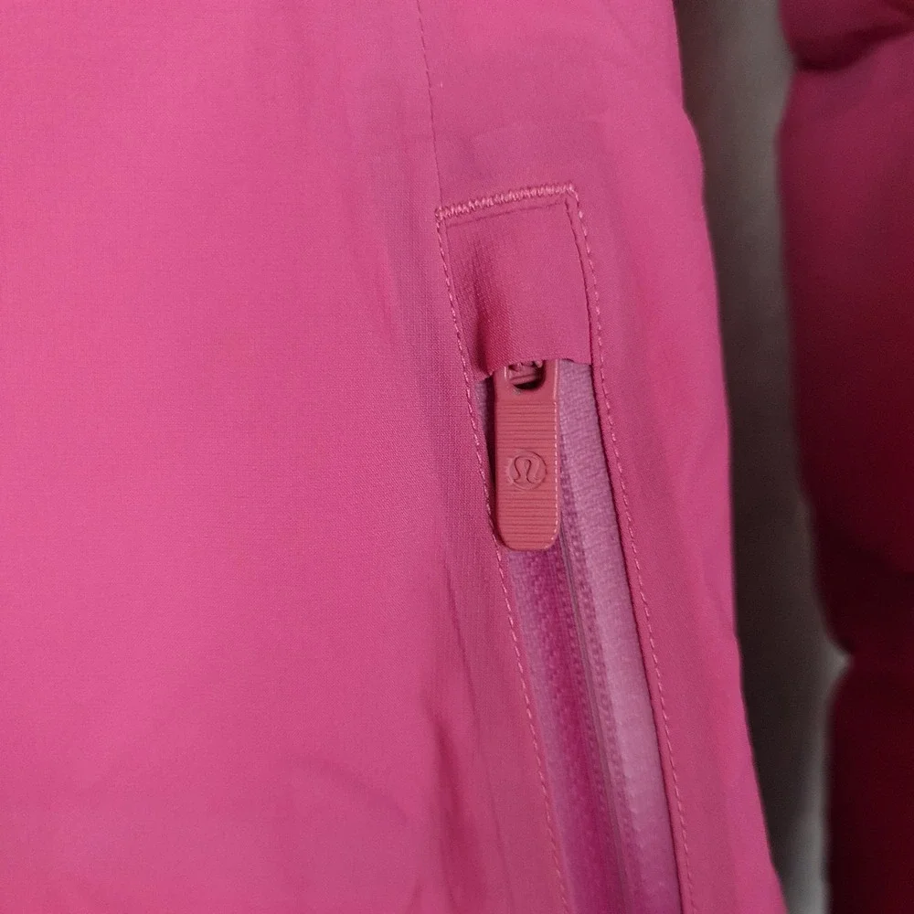 Lululemon Down Puffer Jacket Womens 8 Pink Hooded Sleet Street Coat Full Zip
